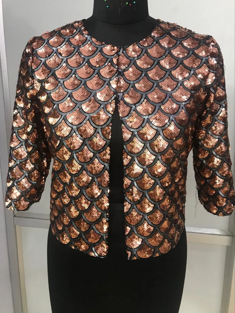 Bronze scale embellished jacket